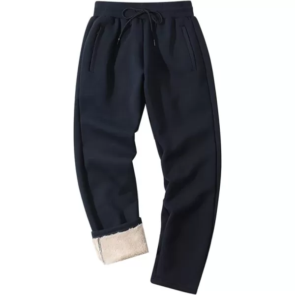 Flygo Mens Winter Fleece Lined Sweatepants Sherpa Lining Track Running Jogger Pants with Pockets