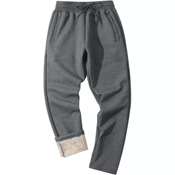 Flygo Mens Winter Fleece Lined Sweatepants Sherpa Lining Track Running Jogger Pants with Pockets