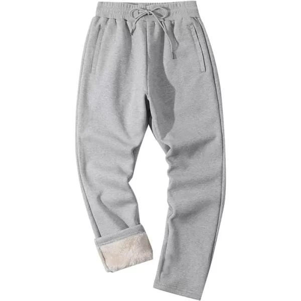 Flygo Mens Winter Fleece Lined Sweatepants Sherpa Lining Track Running Jogger Pants with Pockets