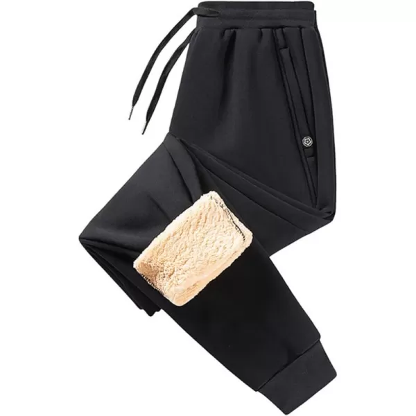 Flygo Mens Winter Sherpa Sweatepants Warm Fleece Lined Pants Pockets Athletic Active Sweatpants