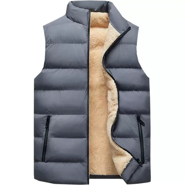 Flygo Men's Winter Warm Padded Puffer Vest Outdoor Fleece Lined Sleeveless Jacket