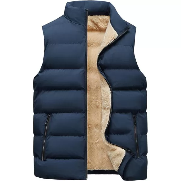 Flygo Men's Winter Warm Padded Puffer Vest Outdoor Fleece Lined Sleeveless Jacket