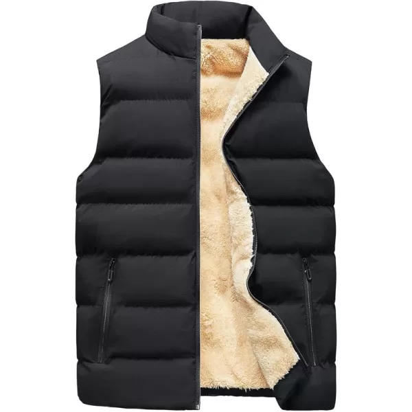 Flygo Men's Winter Warm Padded Puffer Vest Outdoor Fleece Lined Sleeveless Jacket