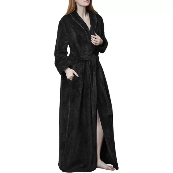 Flygo Women Fleece Long Robe Plush Long Bathrobes Soft Warm Sleepwear Pjs Loungewear with Pockets