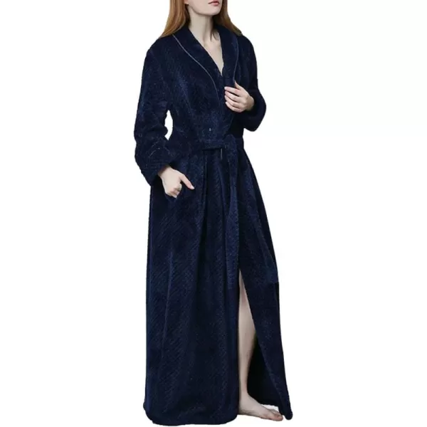 Flygo Women Fleece Long Robe Plush Long Bathrobes Soft Warm Sleepwear Pjs Loungewear with Pockets
