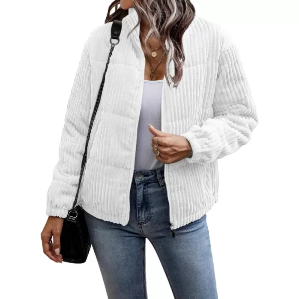Flygo Women Lightweight Quilted Jacket Corduroy Puffer Jackets Zip Up Fall Winter Coats