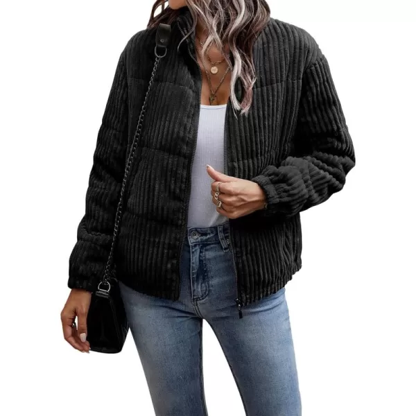 Flygo Women Lightweight Quilted Jacket Corduroy Puffer Jackets Zip Up Fall Winter Coats