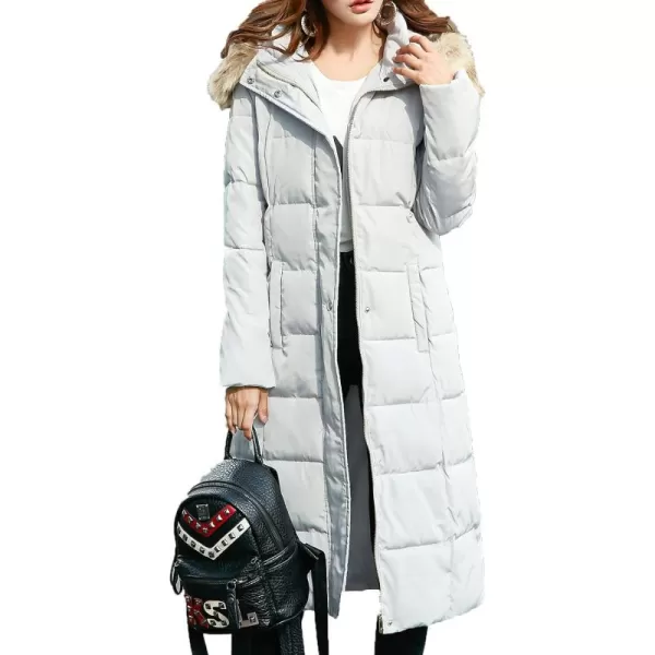 Flygo Women Winter Warm Faux Fur Hooded Down Quilted Puffer Jacket Parka Coat