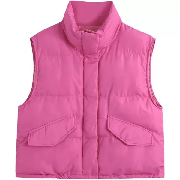 Flygo Women's Casual Lightweight Sleeveless Puffer Vest Outerwear Crop Quilted Gilet