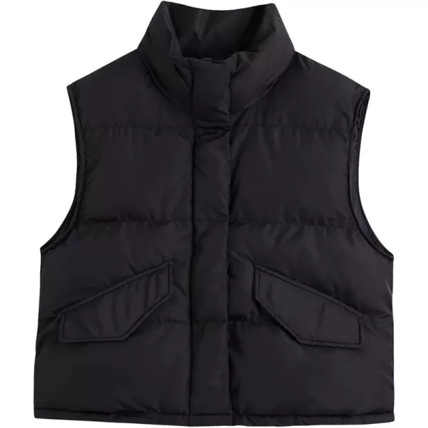 Flygo Women's Casual Lightweight Sleeveless Puffer Vest Outerwear Crop Quilted Gilet