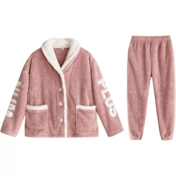 Flygo Womens Coral Fleece Pajamas Sets Fuzzy Sherpa Flannel Loungewear Cozy Winter Sleepwear