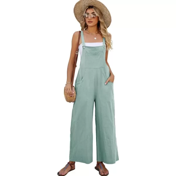 Flygo Womens Cotton Bib Overalls Loose Fit Wide Leg Jumpsuits Casual Rompers with Pockets