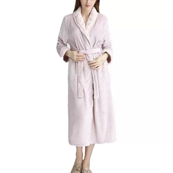 Flygo Womens Fleece Flannel Sleepwear Long Plush Bath Robe