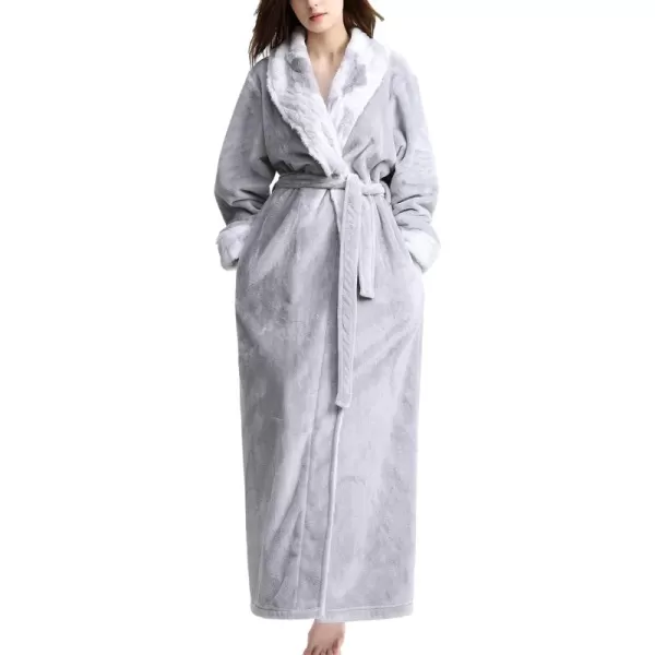 Flygo Womens Fleece Flannel Sleepwear Long Plush Bath Robe
