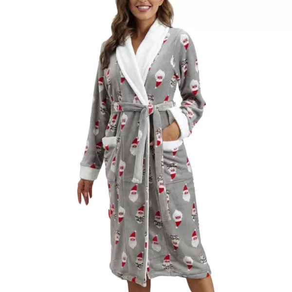 Flygo Womens Fuzzy Plush Long Hooded Robe Full Length Flannel Fleece Bathrobe Warm Housecoat