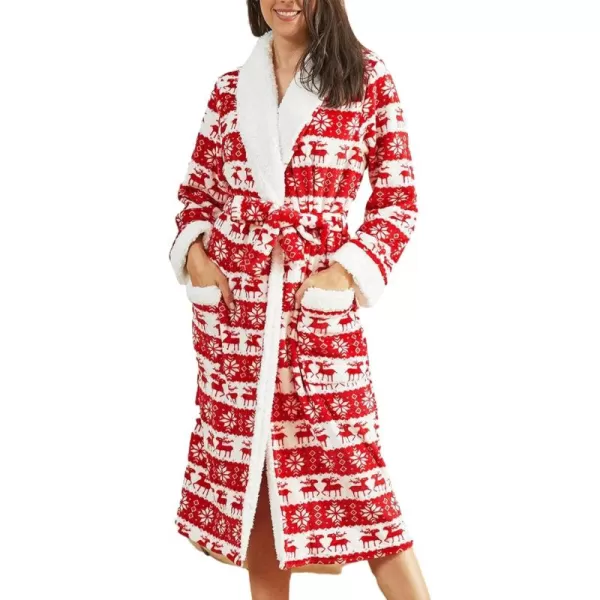 Flygo Womens Fuzzy Plush Long Hooded Robe Full Length Flannel Fleece Bathrobe Warm Housecoat