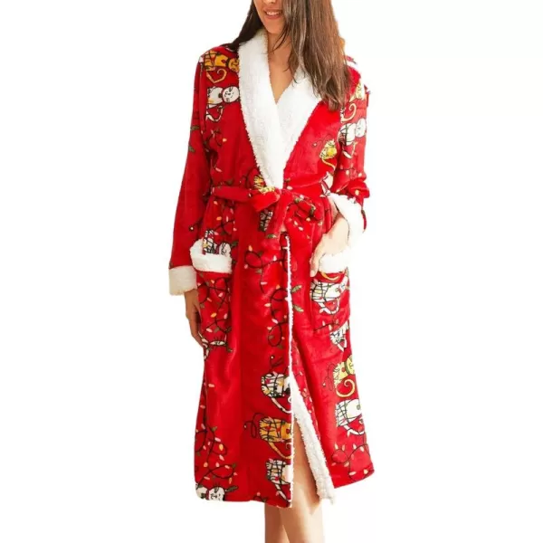 Flygo Womens Fuzzy Plush Long Hooded Robe Full Length Flannel Fleece Bathrobe Warm Housecoat