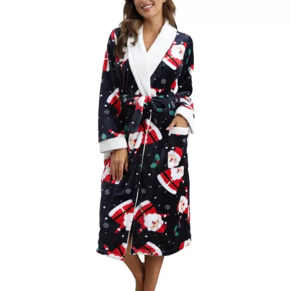 Flygo Womens Fuzzy Plush Long Hooded Robe Full Length Flannel Fleece Bathrobe Warm Housecoat