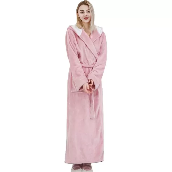 Flygo Women's Hooded Fleece Shawl Kimono Bathrobe Long Warm Flannel Robe