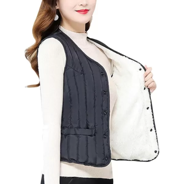 Flygo Women's Lightweight Slim Fit Single Breasted Fleece Lined Quilted Puffer Vest