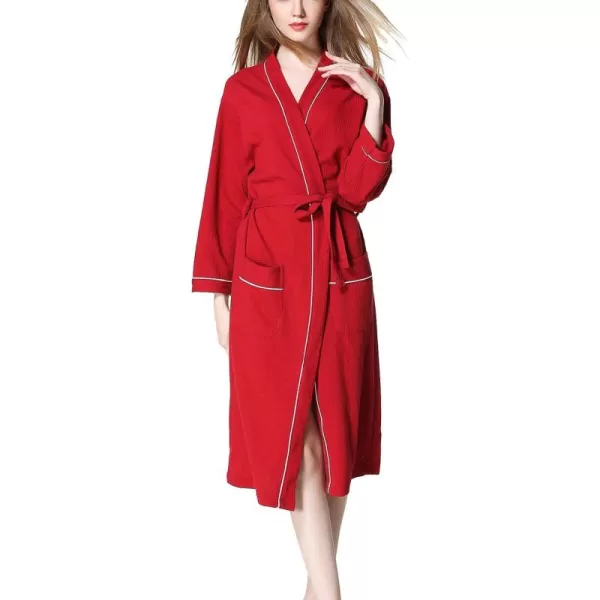 Flygo Women's Lightweight Waffle Wave Cotton Loungewear Hotel Spa Bathrobe