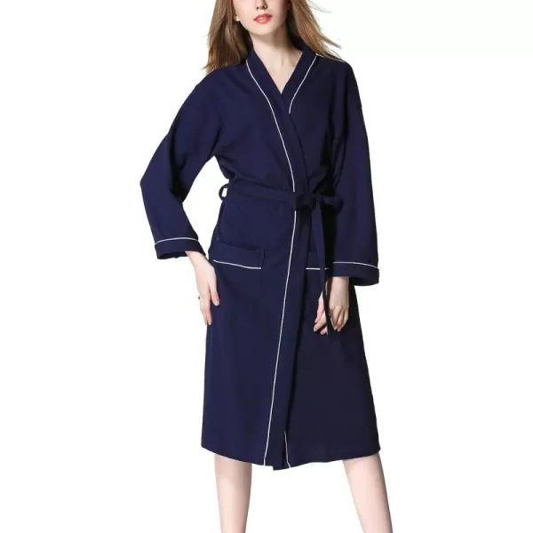 Flygo Women's Lightweight Waffle Wave Cotton Loungewear Hotel Spa Bathrobe
