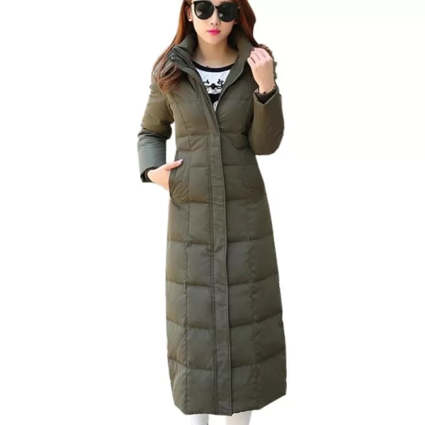 Flygo Womens Long Down Coat Hooded Maxi Down Parka Puffer Jacket Outerwear
