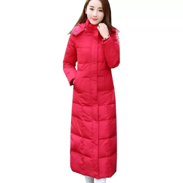 Flygo Womens Long Down Coat Hooded Maxi Down Parka Puffer Jacket Outerwear