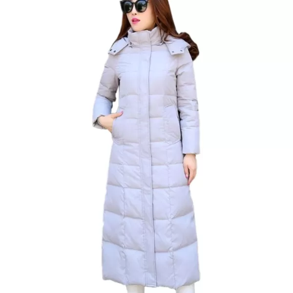 Flygo Womens Long Down Coat Hooded Maxi Down Parka Puffer Jacket Outerwear