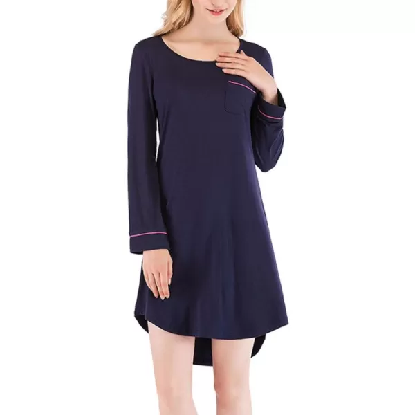 Flygo Womens Modal Nightgown Long Sleeve Scoopneck Sleepshirt