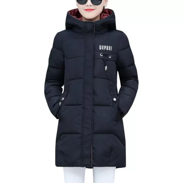 Flygo Women's Puffer Parka Jacket Thickened Hooded Long Quilted Insulated Warm Coat