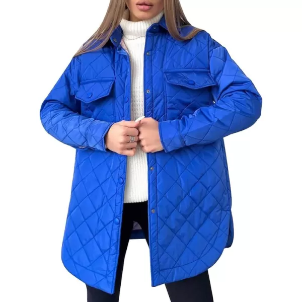 Flygo Women's Quilted Jacket Diamond Button Down Winter Padded Puffer Outerwear with Belt