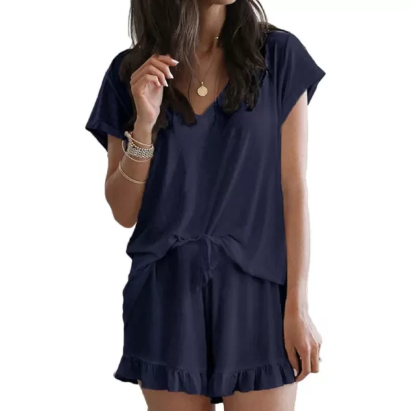 Flygo Women's Shorts Pajama Set Short Sleeve 2 Pieces Pajamas Sleepwear Nightwear Pjs