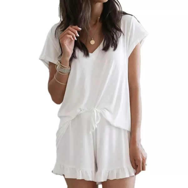 Flygo Women's Shorts Pajama Set Short Sleeve 2 Pieces Pajamas Sleepwear Nightwear Pjs