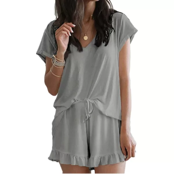 Flygo Women's Shorts Pajama Set Short Sleeve 2 Pieces Pajamas Sleepwear Nightwear Pjs