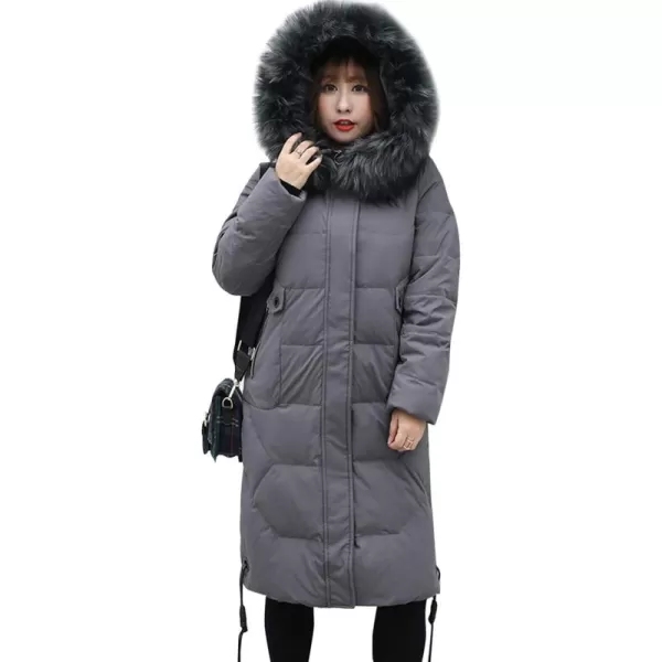 Flygo Women's Thickened Removable Fur Hooded Long Down Jacket Parka Puffer Coat 3XL