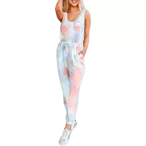 Flygo Women's Tie Dye 2 Pieces Outfits Sleeveless Tank Tops Long Sweatpants Sets