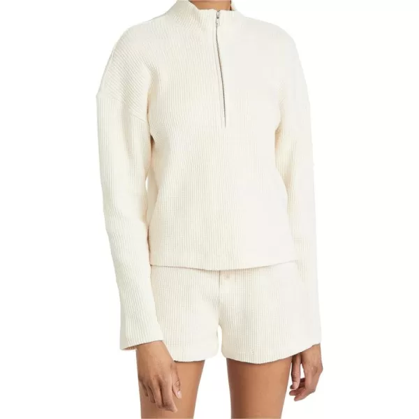 Flygo Womens Waffle Knit Pajama Set Long Sleeve Tops and Shorts Matching Lounge Set Loungewear Sweatsuit