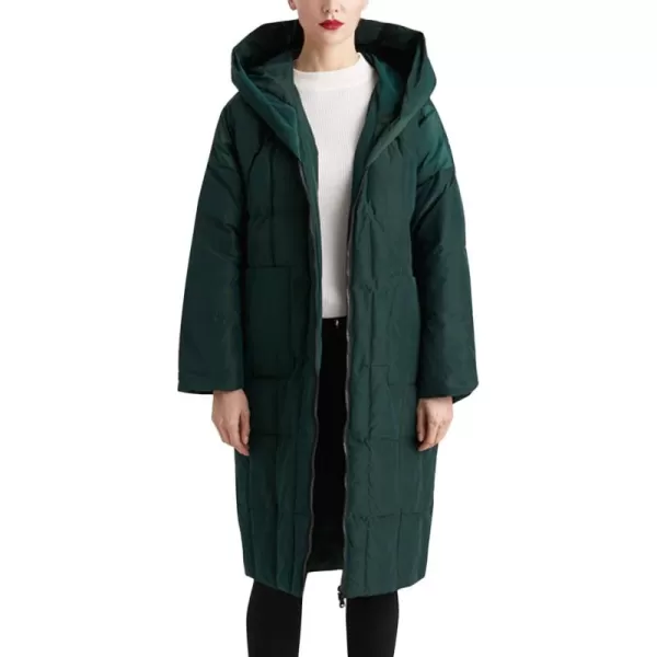 Flygo Women's Winter Coats Hooded Loose Mid-Long Quilted Puffer Down Jacket