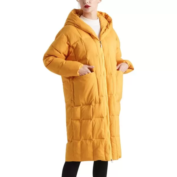 Flygo Women's Winter Coats Hooded Loose Mid-Long Quilted Puffer Down Jacket
