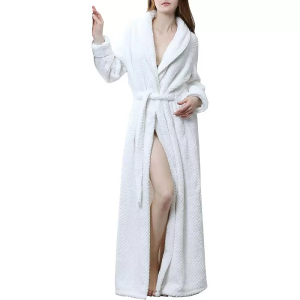 Flygo Women's Winter Fleece Plush Bathrobe Long Flannel Sleepwear Belted