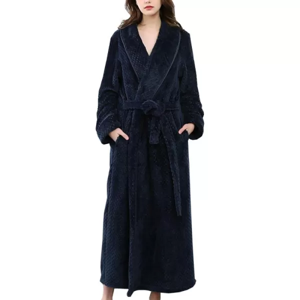 Flygo Women's Winter Fleece Plush Bathrobe Long Flannel Sleepwear Belted
