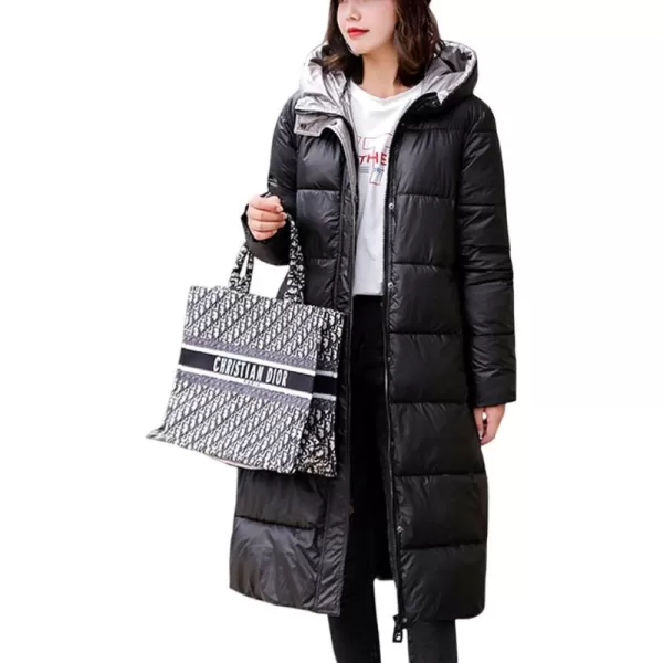 Flygo Women's Winter Long Down Coats Hooded Quilted Parka Puffer Jacket