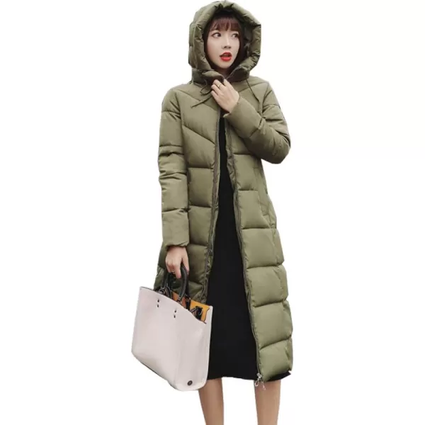 Flygo Womens Winter Warm Faux Fur Hooded Collar Down Coat Qulited Puffer Jacket