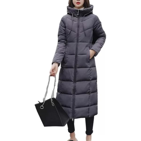 Flygo Womens Winter Warm Faux Fur Hooded Collar Down Coat Qulited Puffer Jacket