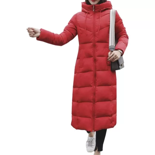Flygo Womens Winter Warm Faux Fur Hooded Collar Down Coat Qulited Puffer Jacket
