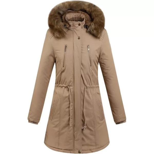 Flygo Womens Winter Warm Faux Fur Lined Hooded Parka Long Coat Jacket