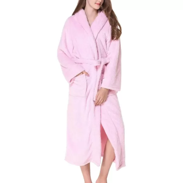 Flygo Women's Winter Warm Plush Flannel Long Bath Robe Sleepwear With Hood