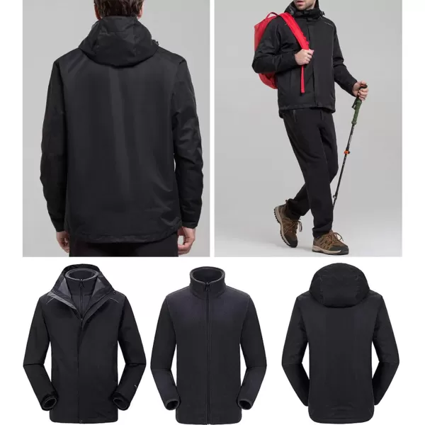 Flygo Mens 3-in-1 Interchange Winter Jacket Outdoor Waterproof Softshell Rain Jacket