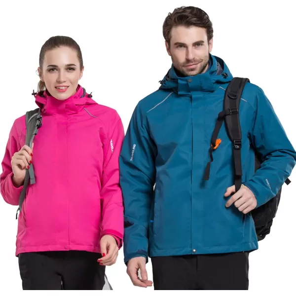 Flygo Mens 3-in-1 Interchange Winter Jacket Outdoor Waterproof Softshell Rain Jacket